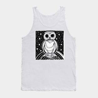 Black and white creepy owl Tank Top